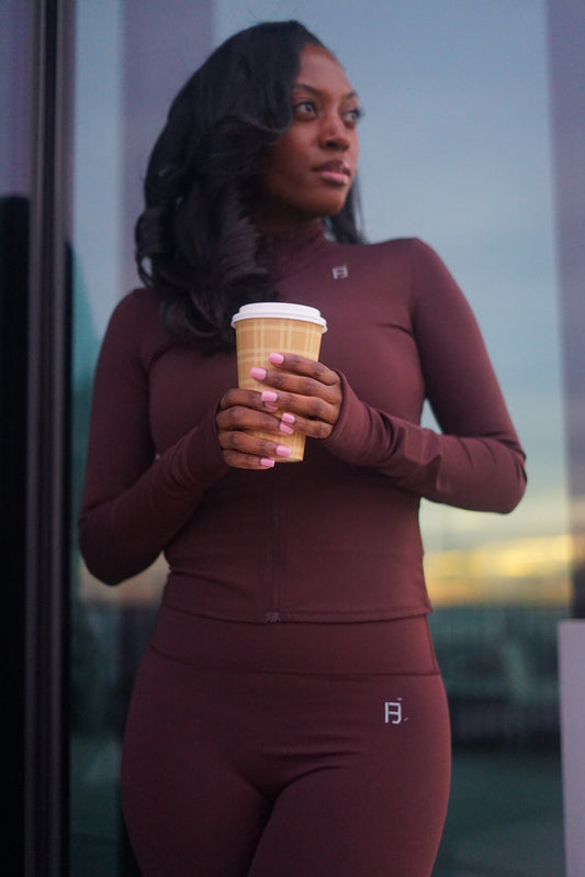 MOCHA BROWN WORKOUT JACKET