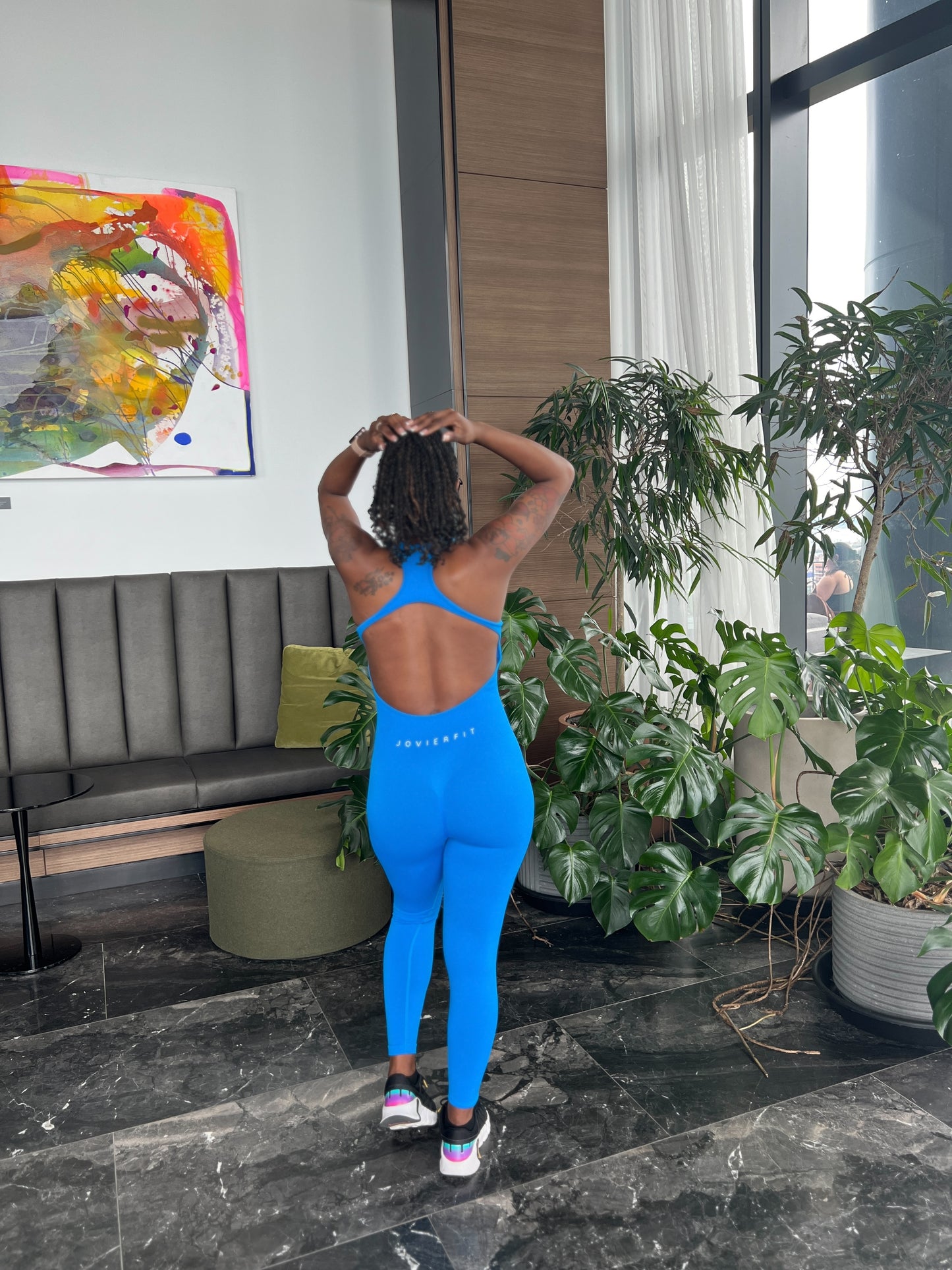 BLUE BODY SCULPTING FULL LENGTH JUMPSUIT