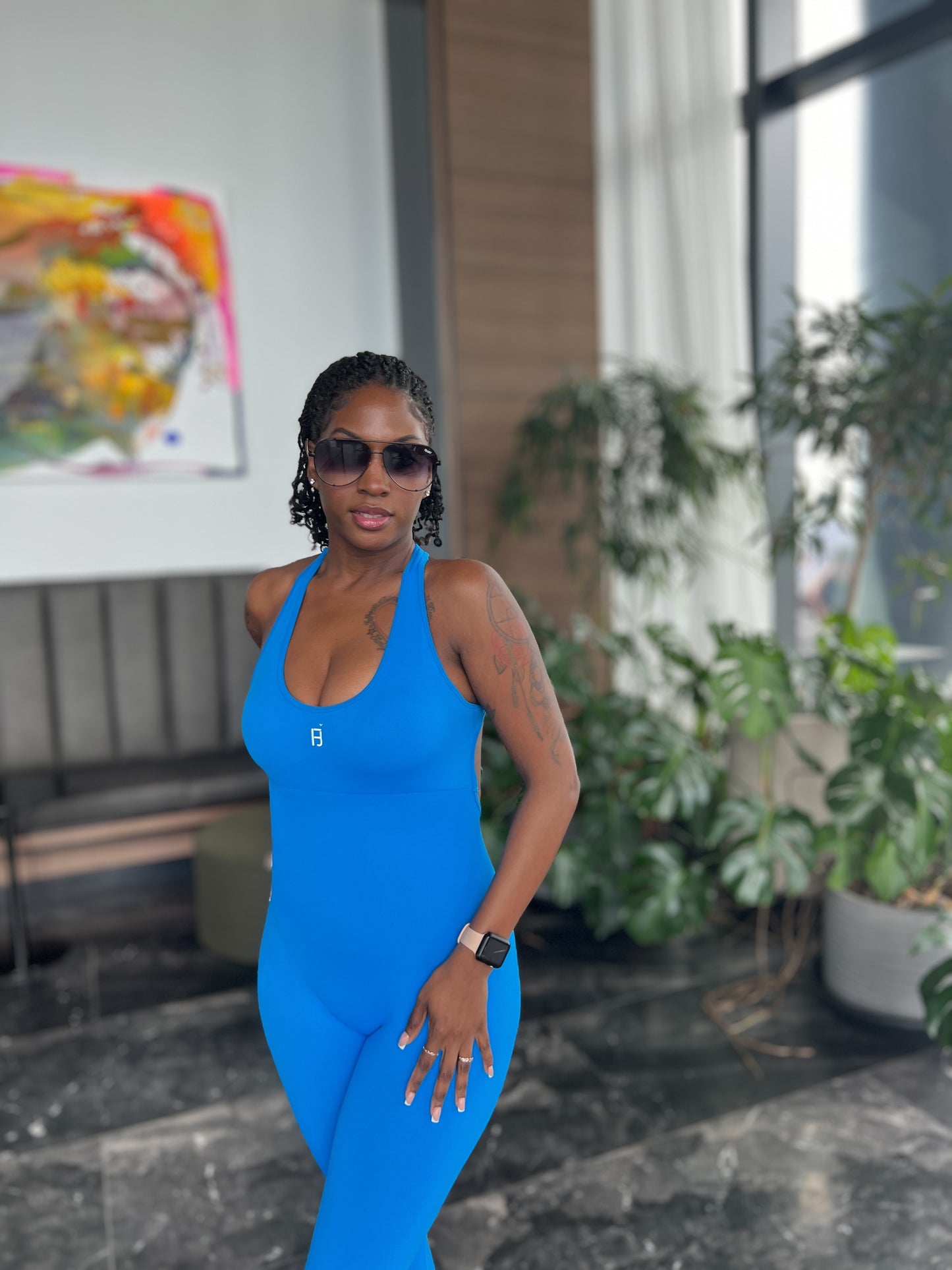 BLUE BODY SCULPTING FULL LENGTH JUMPSUIT